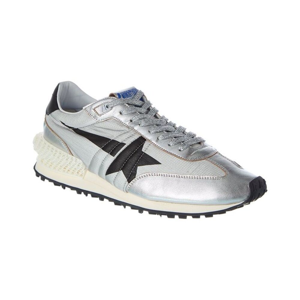 Golden Goose Running Marathon Nylon & Leather Sneaker, Silver